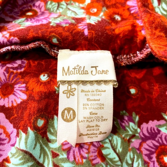 Matilda Jane Women’s Rust Floral Leggings Medium - Picture 2 of 3